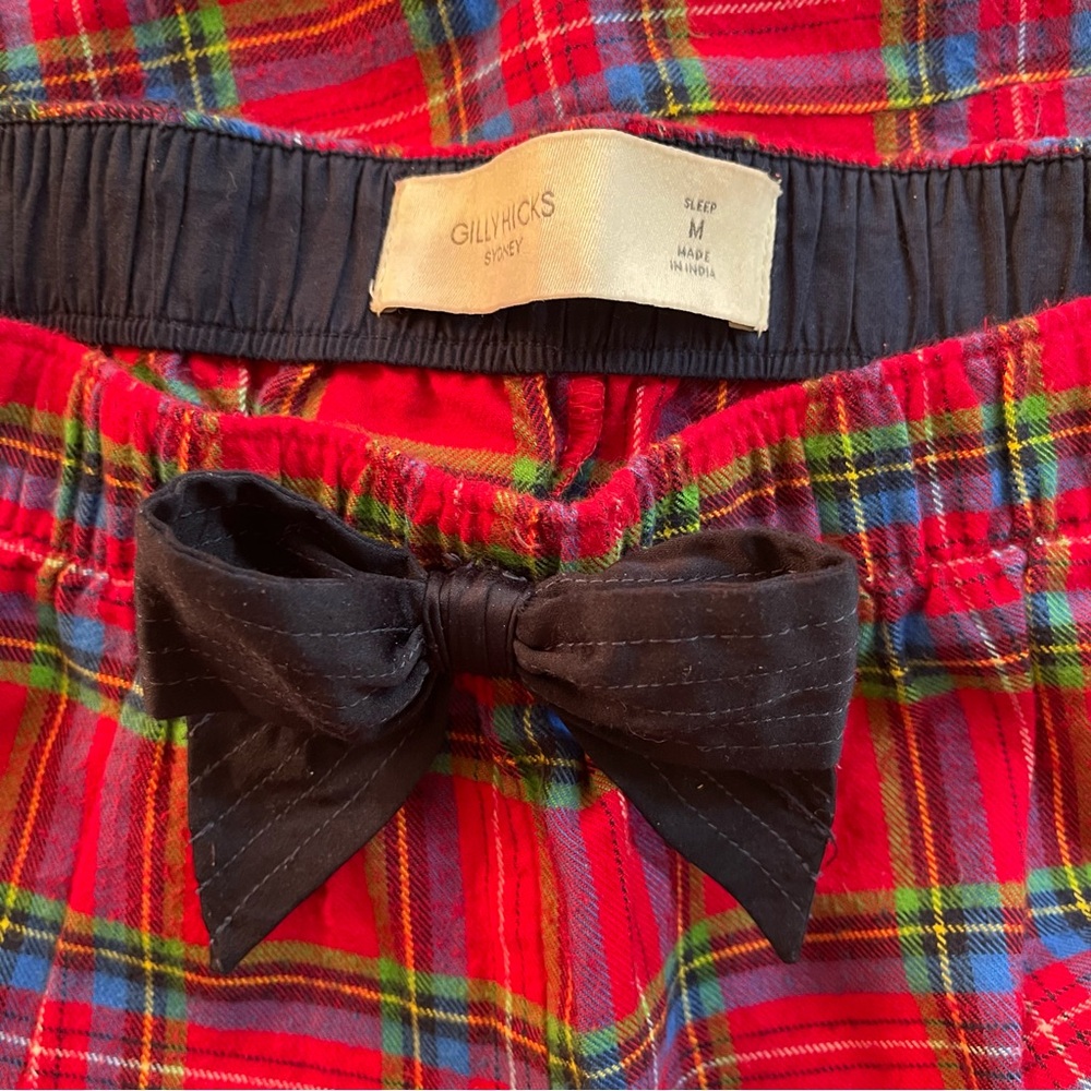 Gilly Hicks Red Plaid Pajama Pants with Black Bow Accent - Size M - Picture 4 of 6